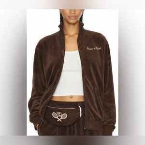 Museum of Peace & Quiet Revolve Brown Velour Zip-Up Jacket Small Quiet Luxury